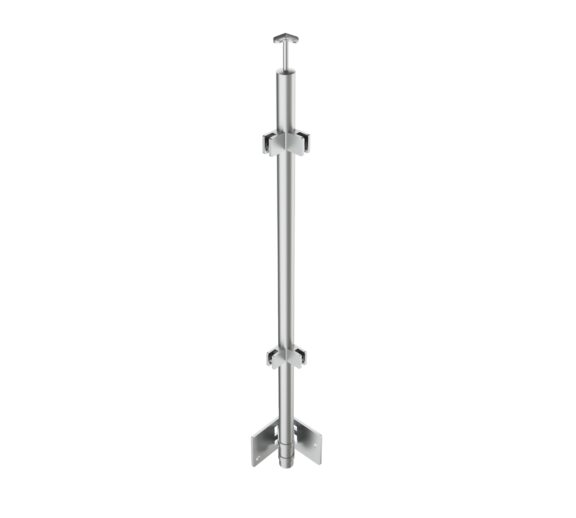 Side fixed baluster post Ø42.4x2, AISI316, 90° corner - Rfix.eu