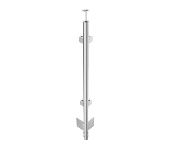 Side fixed baluster post Ø42.4x2, AISI316, 90° corner - Rfix.eu